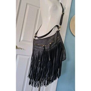 APT 9 Fringe Hobo Punk Large Bag/Purse Crossbody Bag Adjustable Straps black